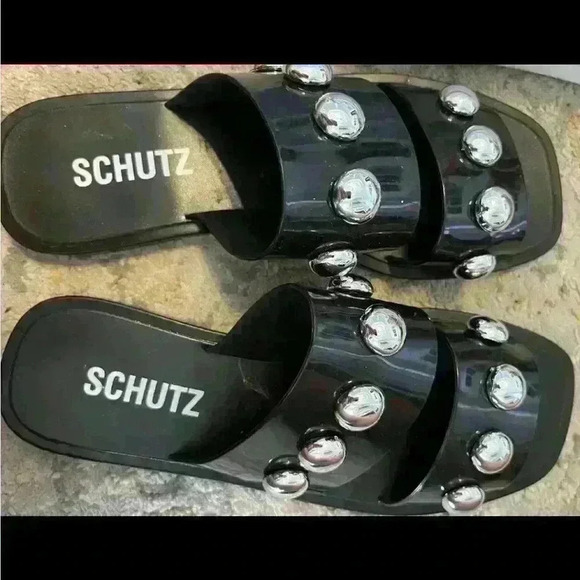 Schutz NWOT  Slide Lizzie Jelly Sandals in Black Brand New. Size 6 - Picture 2 of 3